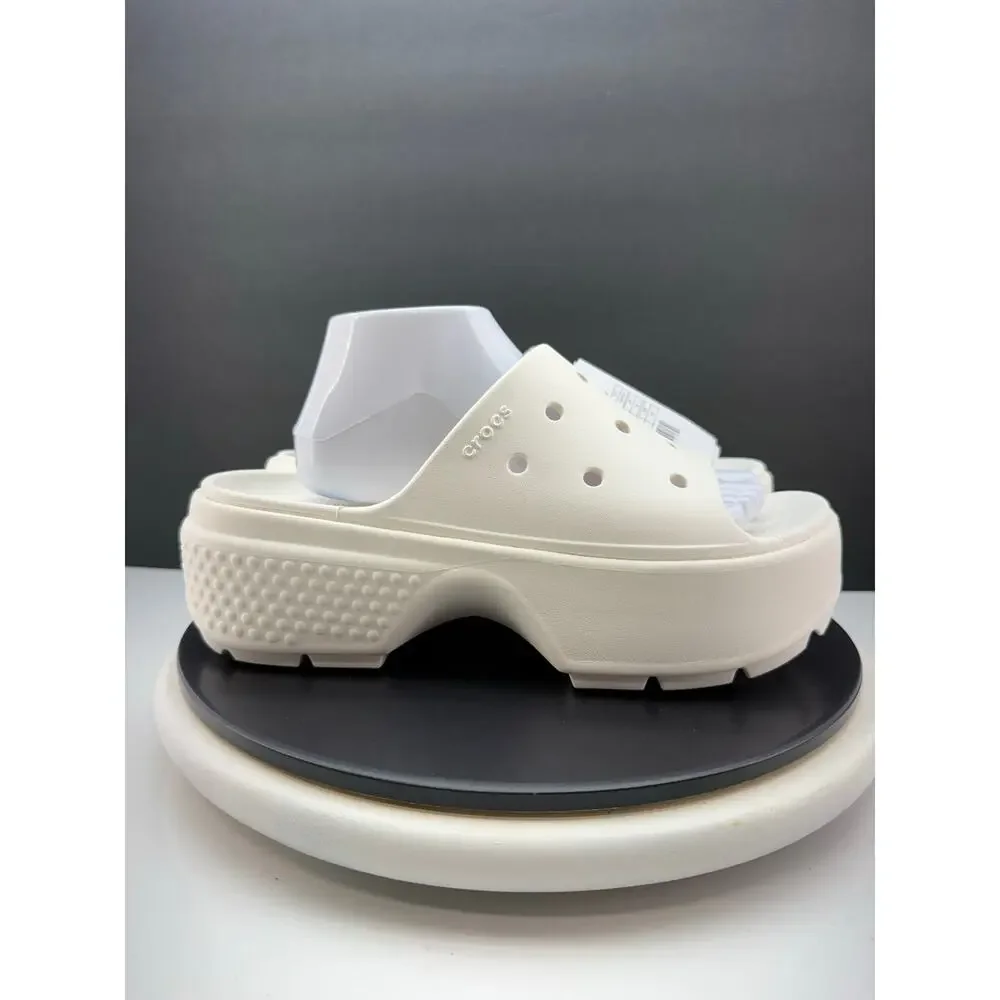 Crocs Stomp Slide Womens Size 9 White Platform Slip On Sandals‎ Shoes 209346-0VV